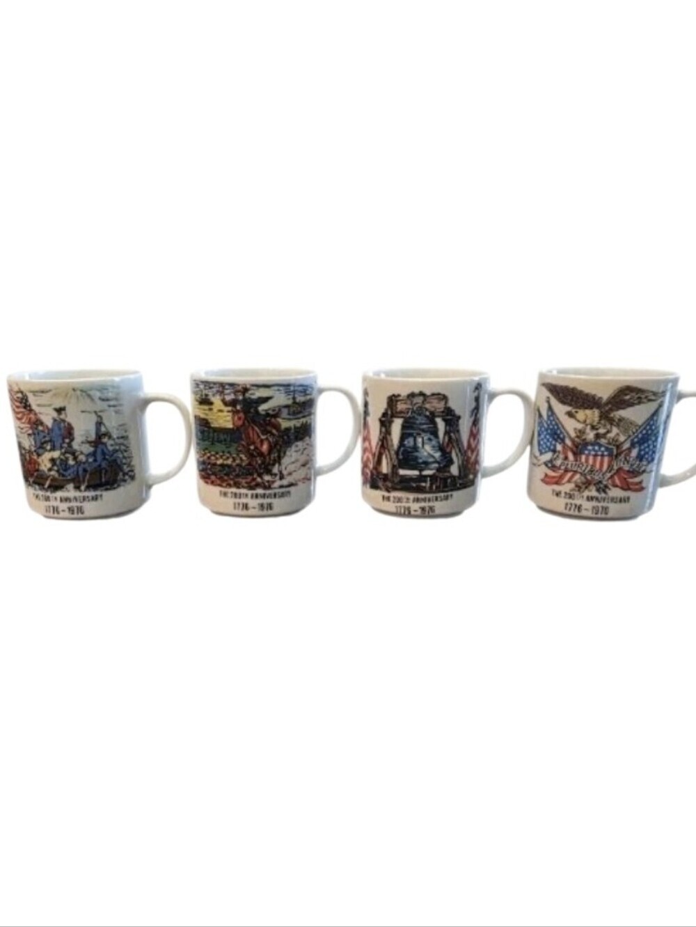 Bicentennial Mug Set 4 Mugs 1776 - 1976 Vintage American Celebration Mugs Japan